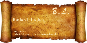 Bodoki Lajos névjegykártya